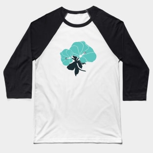 Sketchy Sky Blue Flower Baseball T-Shirt